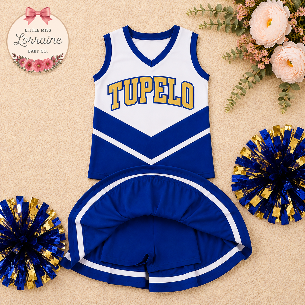 Blue and White Tupelo Cheer Set