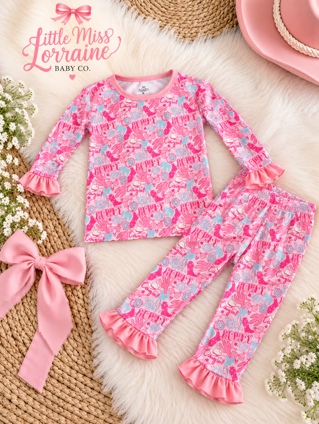 Howdy Darlin' Bamboo Ruffle Pajama Set